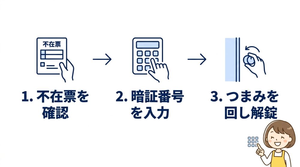 宅配ボックスのプッシュ式の開け方と基本手順