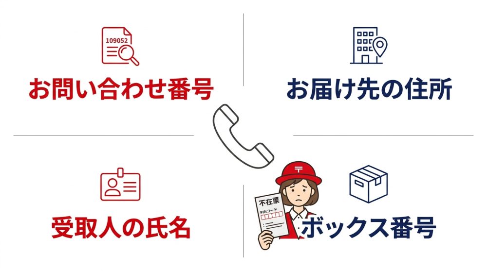 郵便局への電話で伝えるべき4つの項目