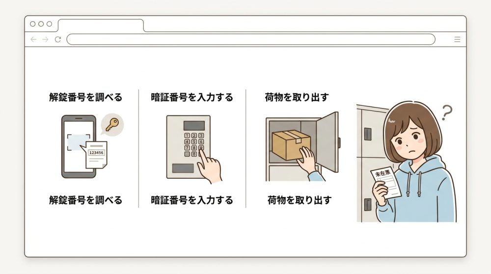 宅配ボックスで荷物を受け取る3ステップ