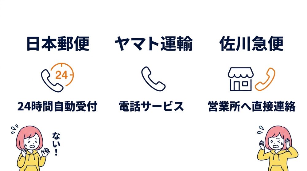 再配達を電話で依頼できる大手3社の窓口