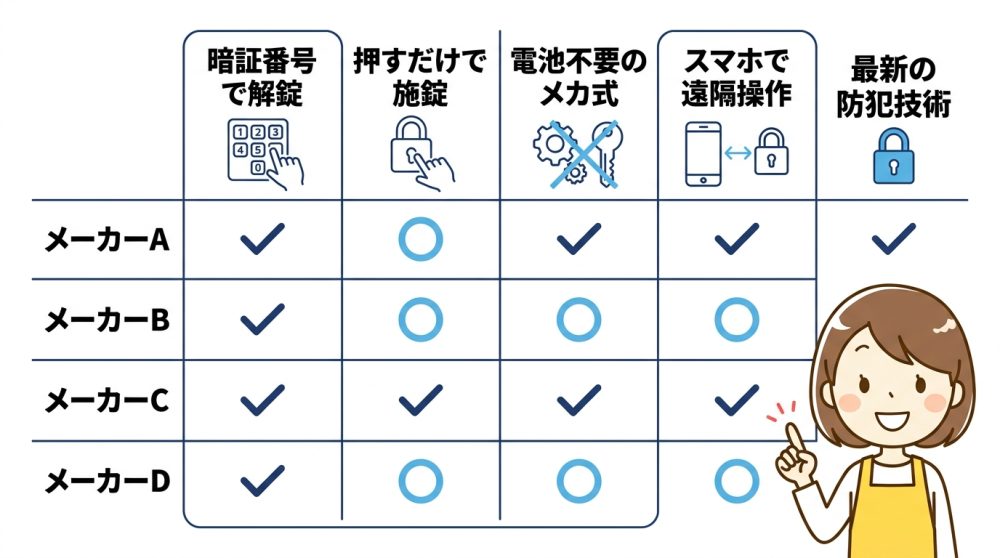 メーカー別のプッシュボタン操作と最新機能