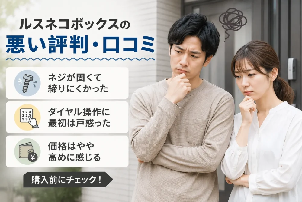 ルスネコボックスの悪い評判や口コミについて、価格や操作性の注意点を確認する男女のイメージ