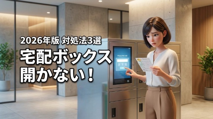 宅配ボックスの番号がわからず開かない時の対処法を示すイメージ画像
