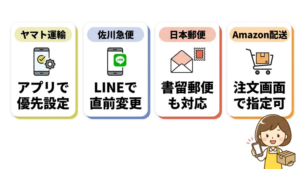 宅配ボックス指定方法を業者別に比較