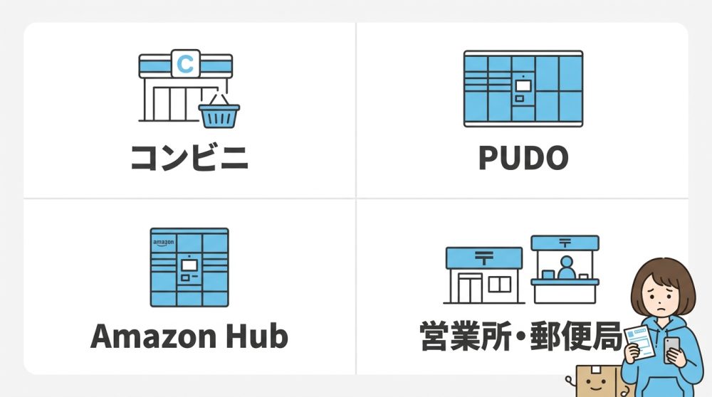自宅外で荷物を受け取れる便利な場所
