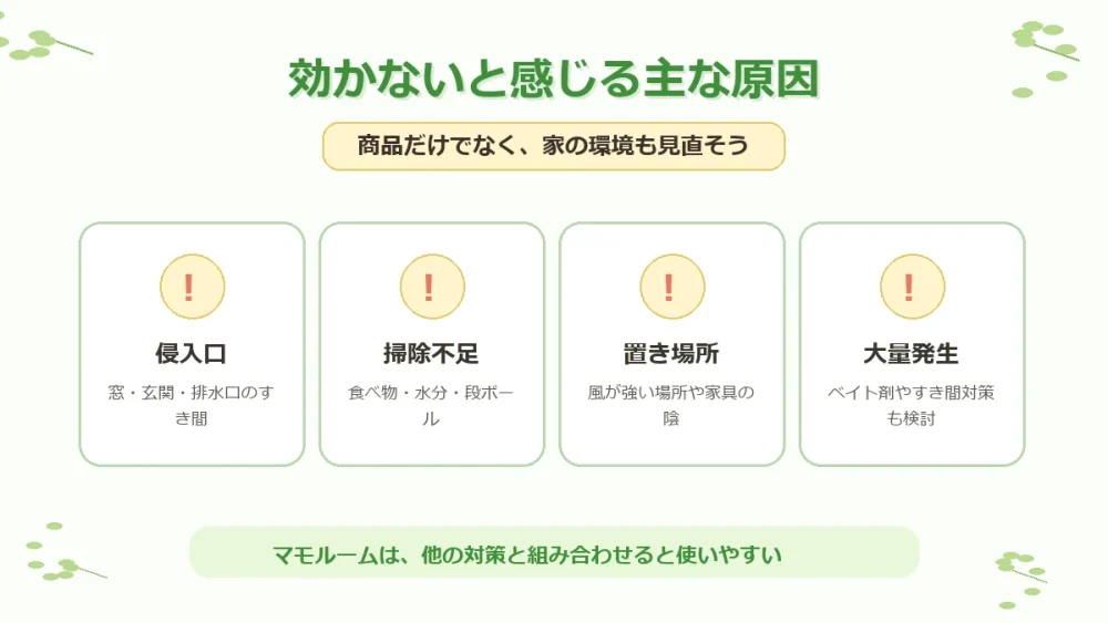 マモルーム ゴキブリ用が効かないと感じる原因