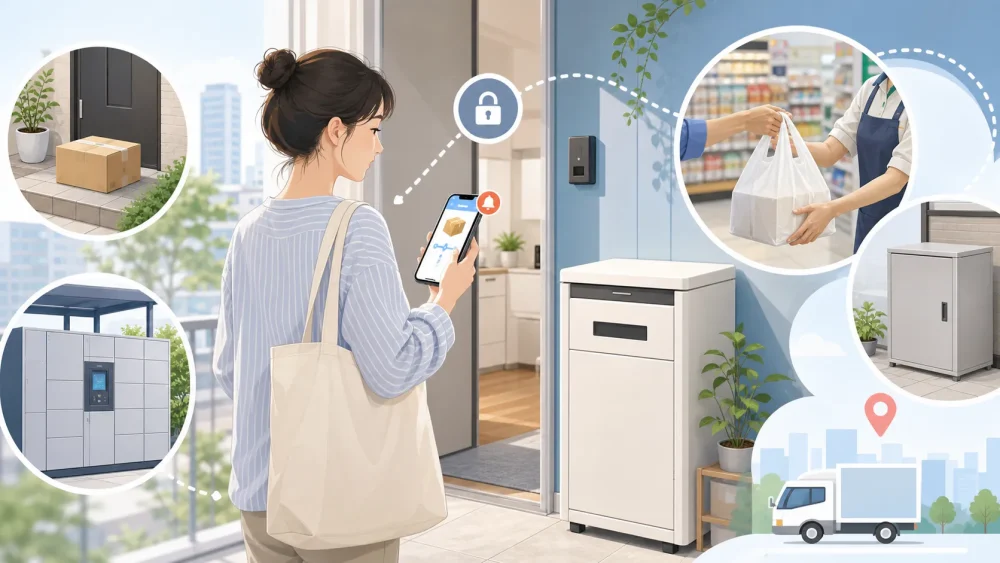 一人暮らしの宅配受取を非対面サービスで解決するイメージ