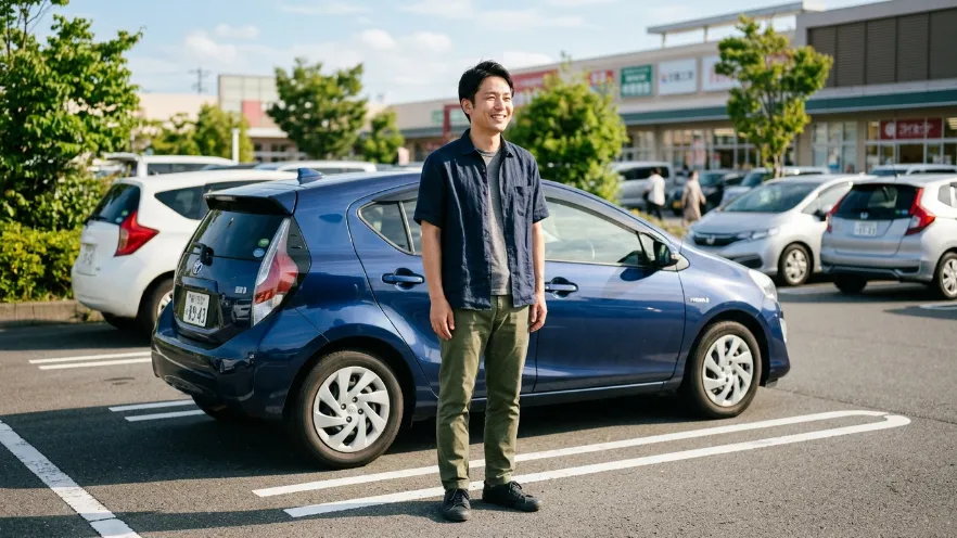 車の鍵閉じ込めトラブルが解決して安心する日本人男性