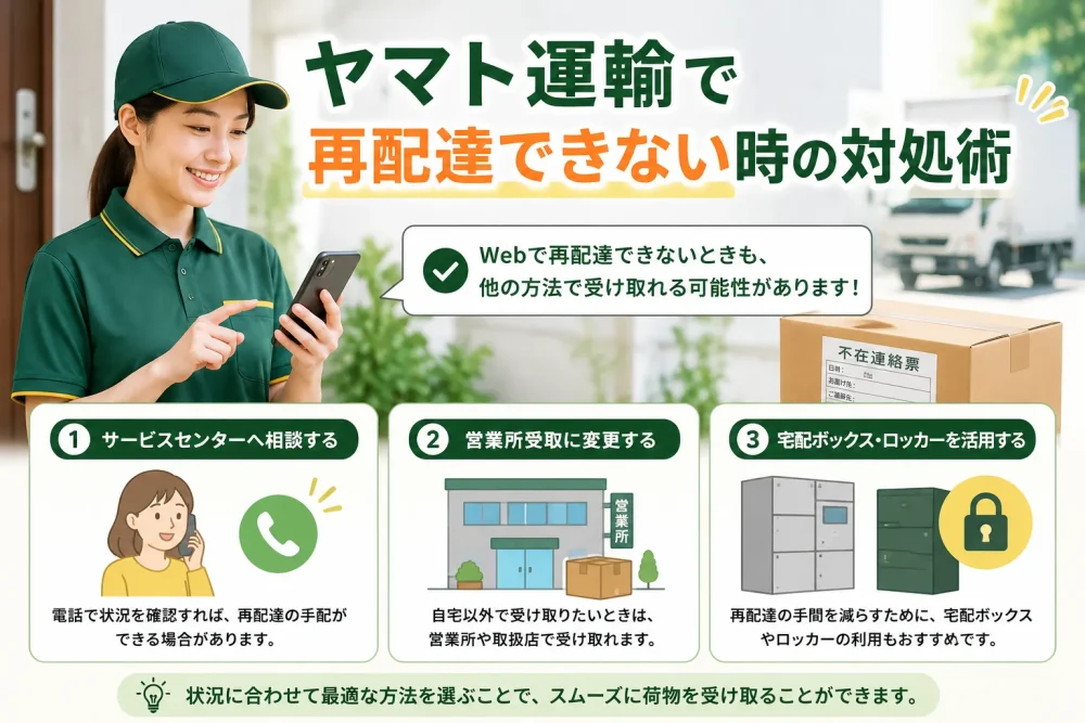 ヤマト運輸で再配達できない時の対処術を確認する図解